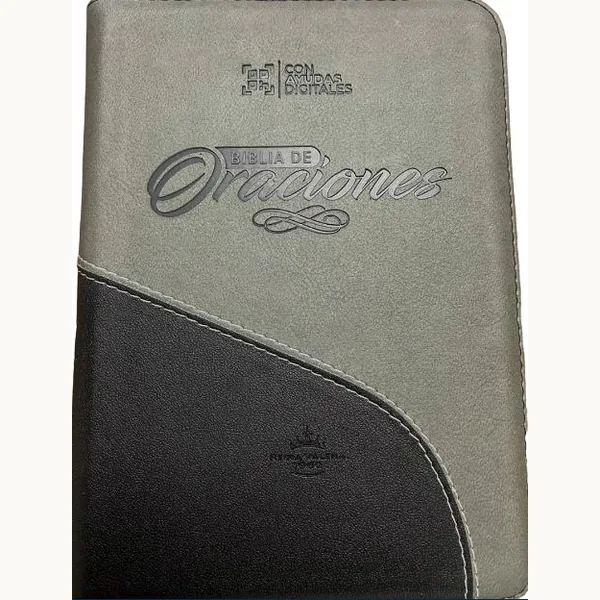 Biblia RVR056cZLG Gris Negro Canto Plateado Oraciones