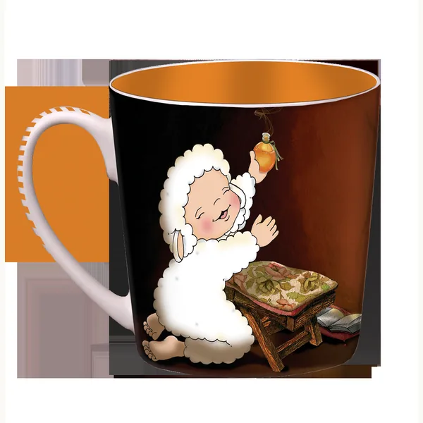 Taza Ovejitas Soy Feliz Cuando Le Adoro Interior Naranja OVT-07