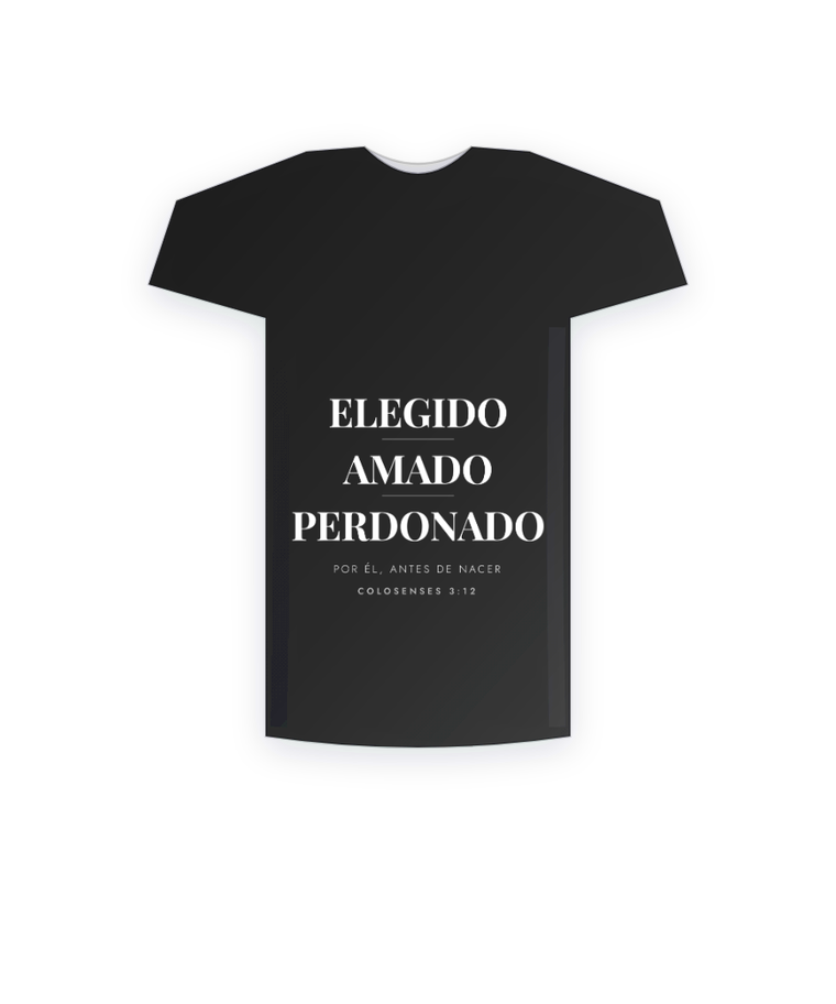 Camiseta cristiana Elegido · amado · perdonado